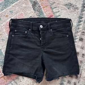 American Eagle Black Midi Rise Cut Off Shorts - size 8
